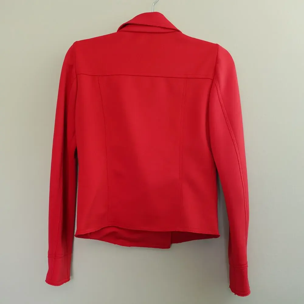 TAHARI Red Lightweight Stretchy Scuba Moto Zipper Jacket Blazer Women's Size XS - Picture 7 of 10